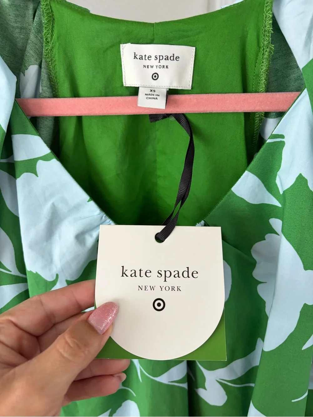 kate spade Green and White Floral Puff-Sleeve Tunic